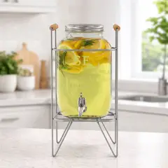 GENERICO - Dispensador de bebidas con rack plateado 4000 ml