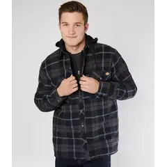 DICKIES - CASACA DE CAMISA CON CAPUCHA HOMBRE GRISAZUL A CUADROS