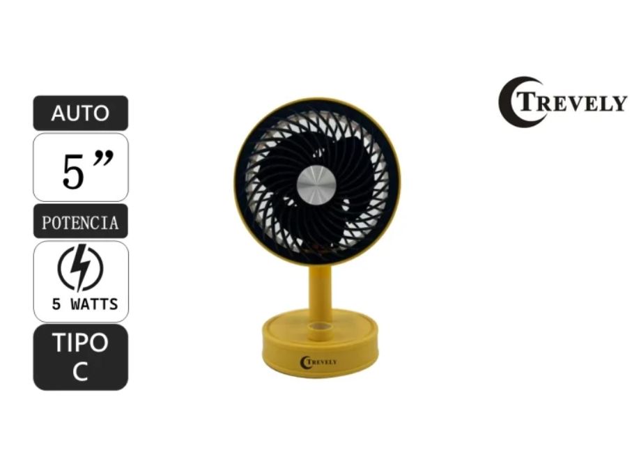 Ventilador portátil recargable 5 amarillo 5W