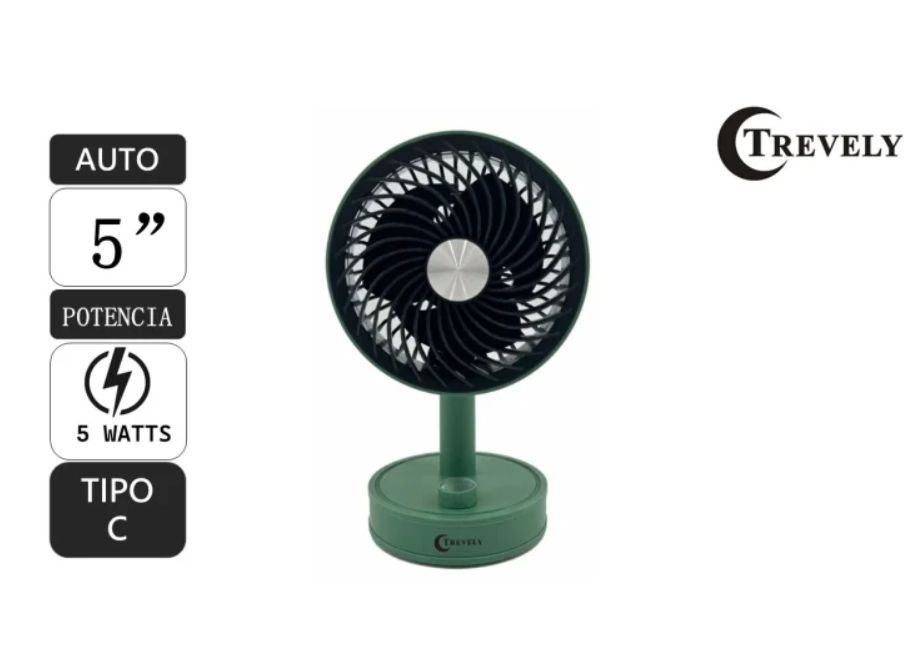 Ventilador portátil recargable 5 verde 5W