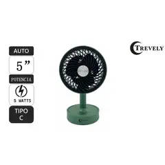 TREVELY - Ventilador portátil recargable 5 verde 5W