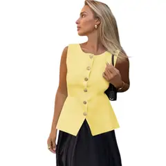 GENERICO - Chaleco Mujer 463G-20 zhara Hilo Color Amarillo