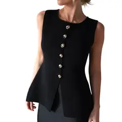 GENERICO - Chaleco Mujer 463G-20 zhara Hilo Color Negro