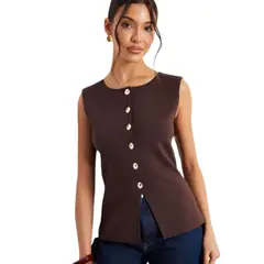 GENERICO - Chaleco Mujer 463G-20 zhara Hilo Color Chocolate