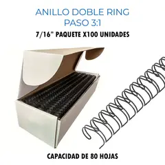 GENERICO - Anillo Doble Ring para Anilladora Paso 3:1 de 7/16" (80 Hojas) x 100