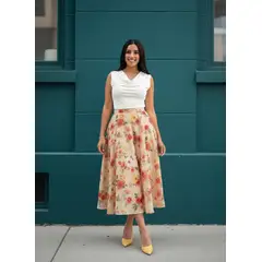 LIMA & FLOR - Falda campana con vuelo gasa floreada