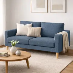 ARTSOFA - Sofá Dos Cuerpos Nordik Azul Acero Antifluido + Obsequio