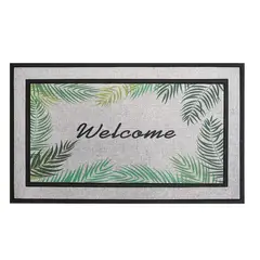 MULTITOP - TAPETE POLIESTER WELCOME HOJAS 75X45XM BLANCO