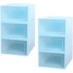 GENERICO - PACK X12 CAJA PLÁSTICA DE ZAPATO PLEGABLE APILABLE CELESTE