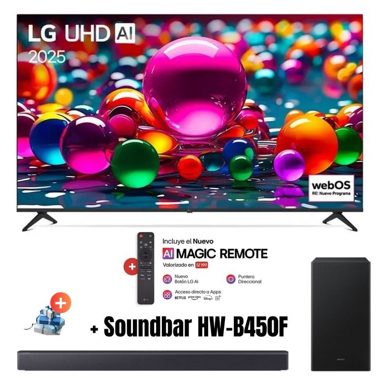 TELEVISOR 75 75UA8050PSA UHD 4K SMART TV THINQ AI + Soundbar HW-B450F