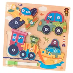 GENERICO - Rompcabezas de Madera de Encaje con Números Vehículos