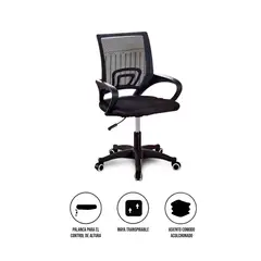 S&T - Silla Ergonómica CRN-010-BK Giratoria Negra