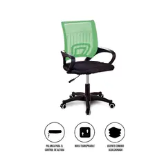 S&T - Silla Ergonómica CRN-010-GN Giratoria Verde-Negra