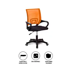 S&T - Silla Ergonómica CRN-010-OG Giratoria Naranja-Negra
