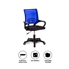 S&T - Silla Ergonómica CRN-010-BL Giratoria Azul-Negra