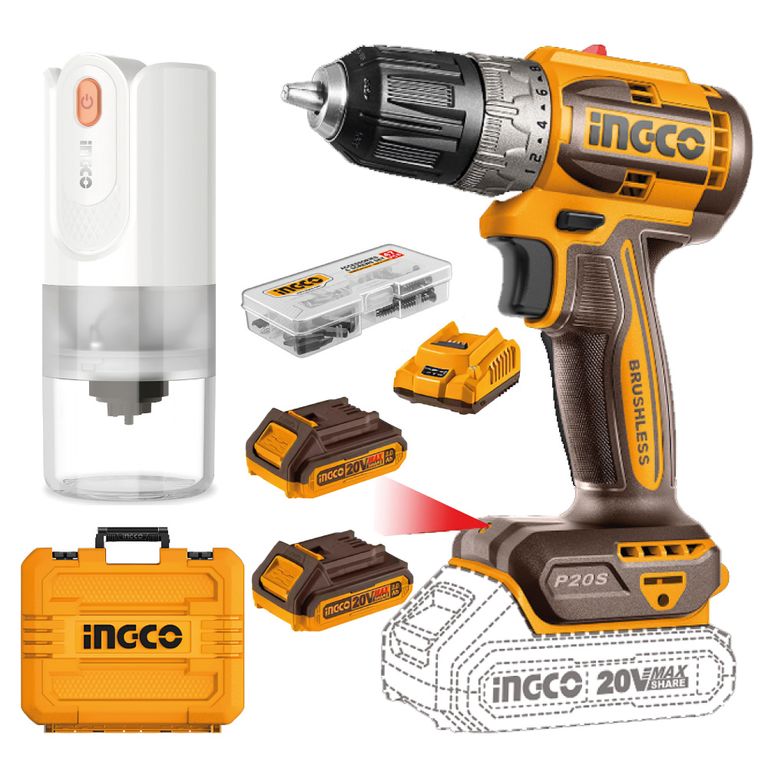 Kit Atornillador Brushless Ingco 20V + Molino de Café COSLI240315