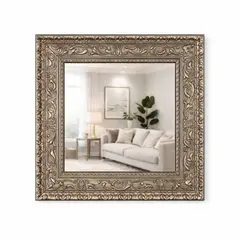 GENERICO - ESPEJO VINTAGE PLATA - Marco Madera 50 x 50 cm