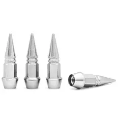 GENERICO - Tapa Pitón De Llanta Metálica Punta Mediana Universal Silver 4Pcs