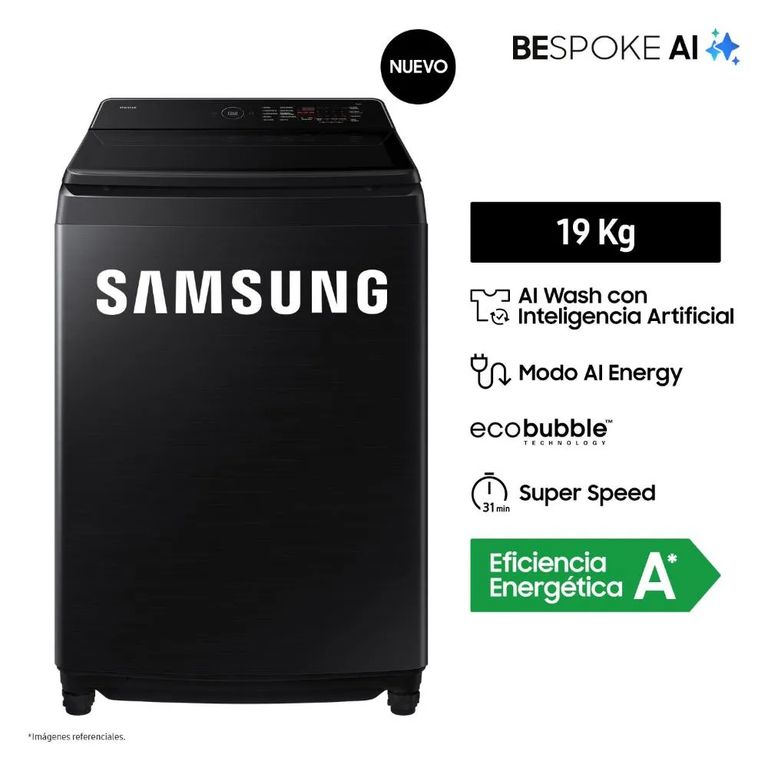Lavadora 19KG AI Wash EcoBubble Negra WA80F19S8BPE