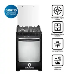 INDURAMA - COCINA POMPEYA 4 HORNILLAS NEGRA