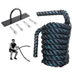 WINNER - Soga Crossfit Battle Rope Cuerda Batalla 9 Mt 38 Mm Anclaje Negro con Azul