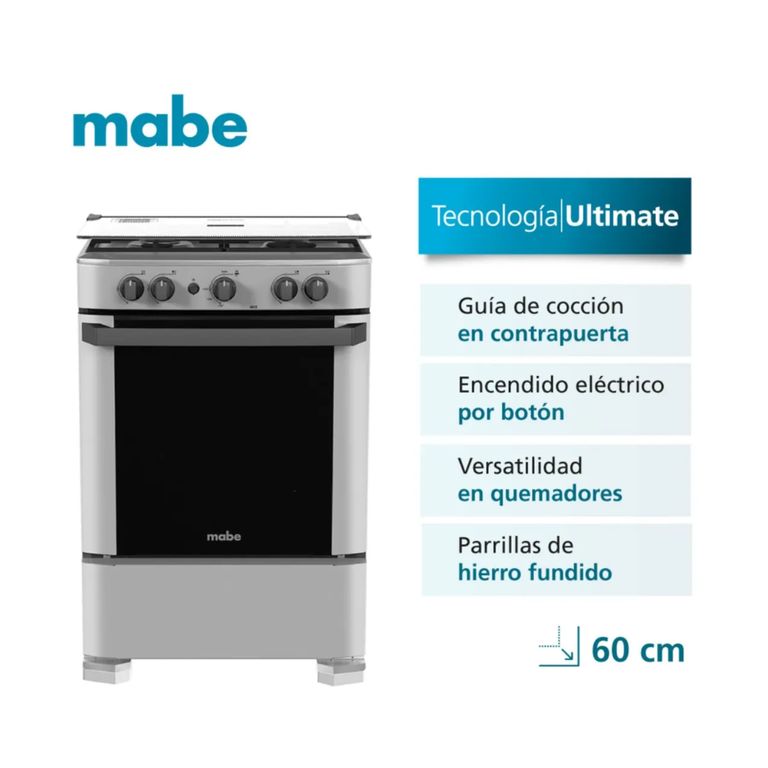 COCINA CMP6010FG1 A GAS DE 4 HORNILLAS SILVER