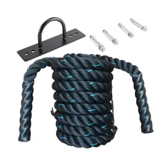 WINNER - Soga Crossfit Battle Rope Cuerda Batalla 12 Mt 38 Mm Anclaje Negro con Azul