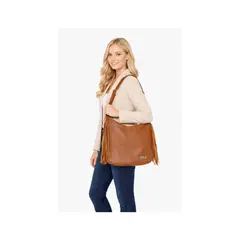 ADELLE RIGAU - BOLSO HOBO CON FLECOS EN LOS LATERALES COLOR TABACO