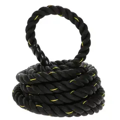 WINNER - Soga Para Crossfit Battle Rope 12 Mt Gruesa 50 Mm Diametro Negro Con Amarillo