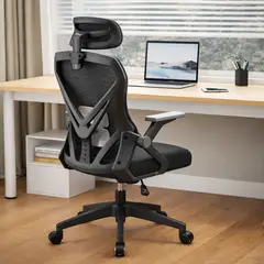 GENERICO - Silla Ergonómica de Oficina Malla con Apoyacabeza Soporte Lumbar Giratoria Ajustable