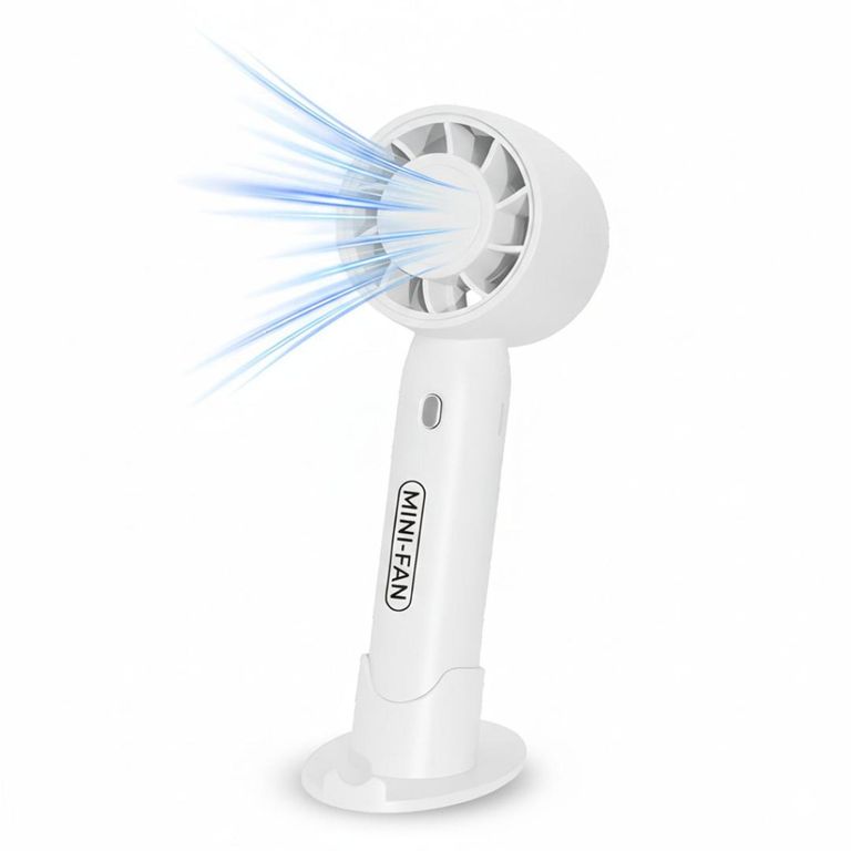 Ventilador de Mano Portátil T-10 Recargable 2 en 1 con Soporte Para Celular - Blanco