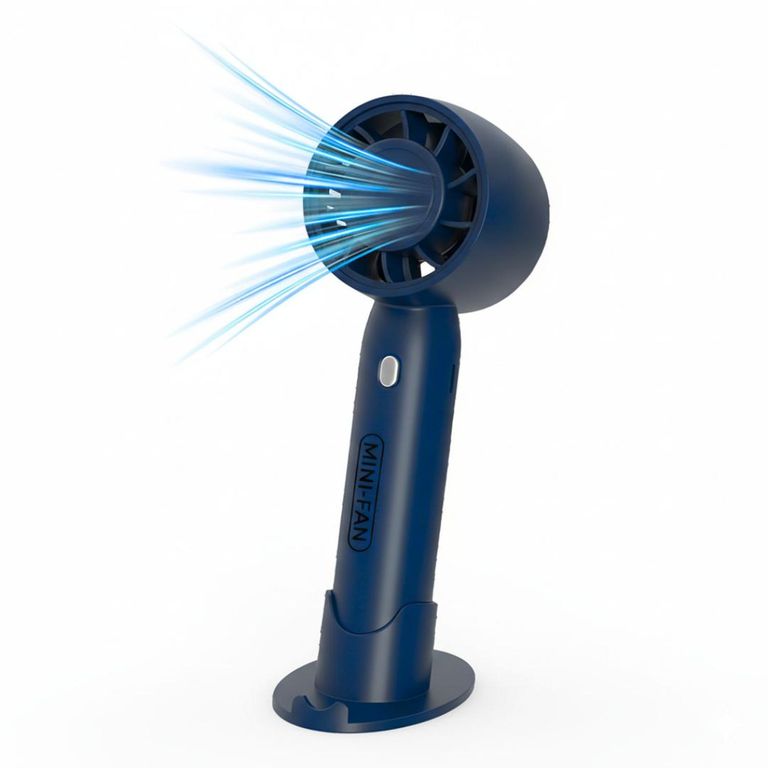 Ventilador de Mano Portátil T-10 Recargable 2 en 1 con Soporte Para Celular - Azul