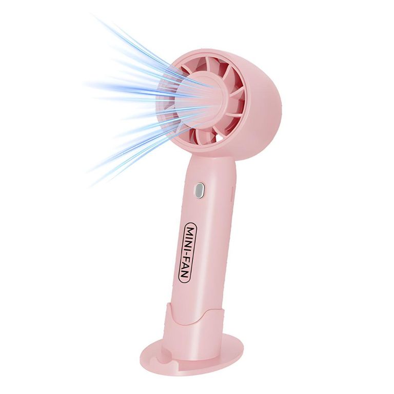 Ventilador de Mano Portátil T-10 Recargable 2 en 1 con Soporte Para Celular - Rosa