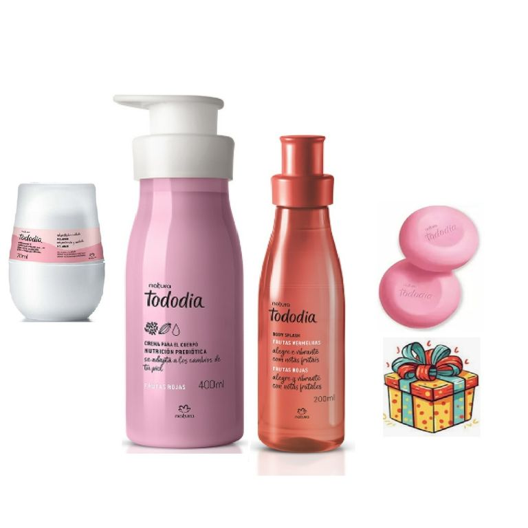 Tododia frutos rojos bodysplash + crema+ jabones+ 2 regalos