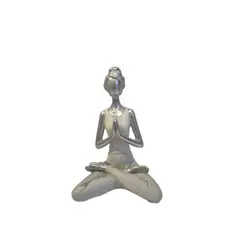 GENERICO - Adorno Decorativo Figura Yoga Plateada - Adorno Elegante para Sala Regalo Ideal