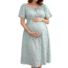 GENERICO - Vestido de Maternidad Estampado Floral de Manga Corta