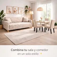 SALA FABULOSA - PACK MODERN LINES (Funda de mueble 3-2-1 + 8 fundas de sillas + 6 fundas de cojines) BEIGE NUDE