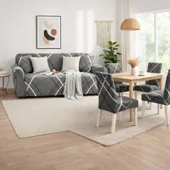 SALA FABULOSA - PACK MODERN LINES (Funda de mueble 3-2-1 + 8 fundas de sillas + 6 fundas de cojines) PLOMO