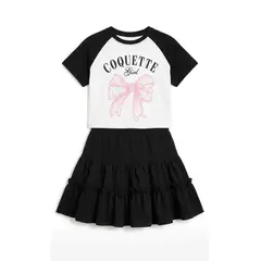 GENERICO - Conjunto para Niña Polo de Algodón y Falda Short Tipo Seda Ideal para Verano