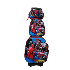GENERICO - Set escolar de mochila con ruedas mas lonchera y cartuchera Hombre araña