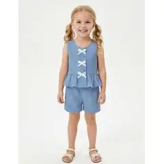 GENERICO - Conjunto de Verano para Niña Blusa Manga Cero y Short