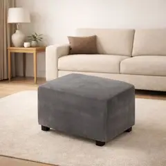 SALA FABULOSA - Funda de baúl , puff o banqueta en terciopelo talla standard PLOMO
