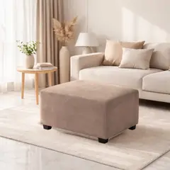SALA FABULOSA - Funda de baúl , puff o banqueta en terciopelo talla standard BEIGE