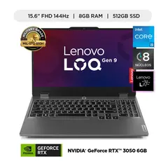 LENOVO - Gamer Intel Core I5 RTX3050 8GB 512GB SSD Loq 12° Gen 156 144hz