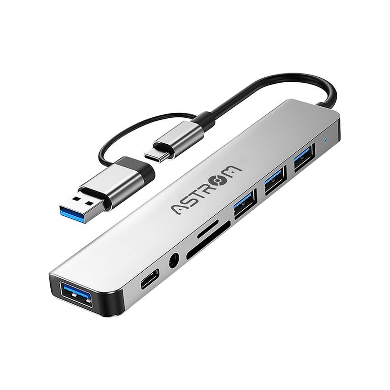 Adaptador HUB USB 8 EN 1 AST MH2381 TYPE-C 1PORT 3.0
