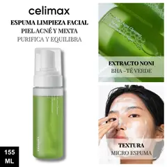 CELIMAX - Espuma Limpieza Facial Piel Acné y Mixta - Noni Acne Bubble Cleanser 155ml