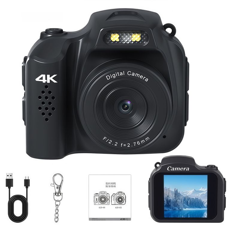 Cámara Fotográfica 4K 64MP: Mini de Bolsillo con 19 Filtros, Ultra Ligera (30g) Ideal para Viajes