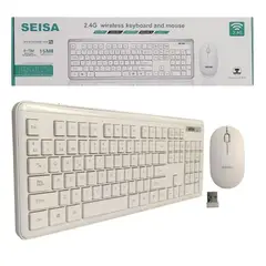 SEISA - Kit Teclado Mouse Para Pc Laptop USB Inalámbrico Blanco