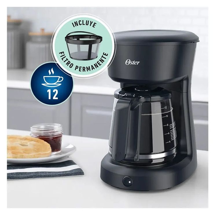 Cafetera 12 Tazas con Filtro Permanente Color Negro BVSTDCS12B