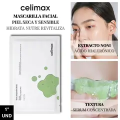 CELIMAX - Mascarilla Facial Piel Seca y Sensible - The Real Noni Energy Ampoule Mask 1und